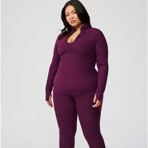 Women's Purple Long Sleeve Mock Neck Pullover Top